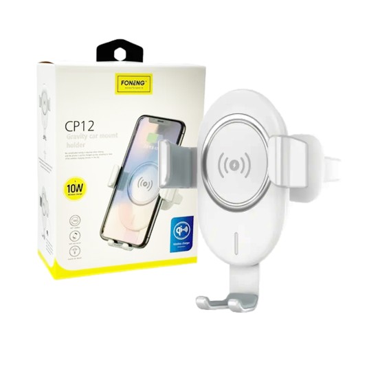 Foneng CP12 Metal Gravity Wireless Car Phone Holder White